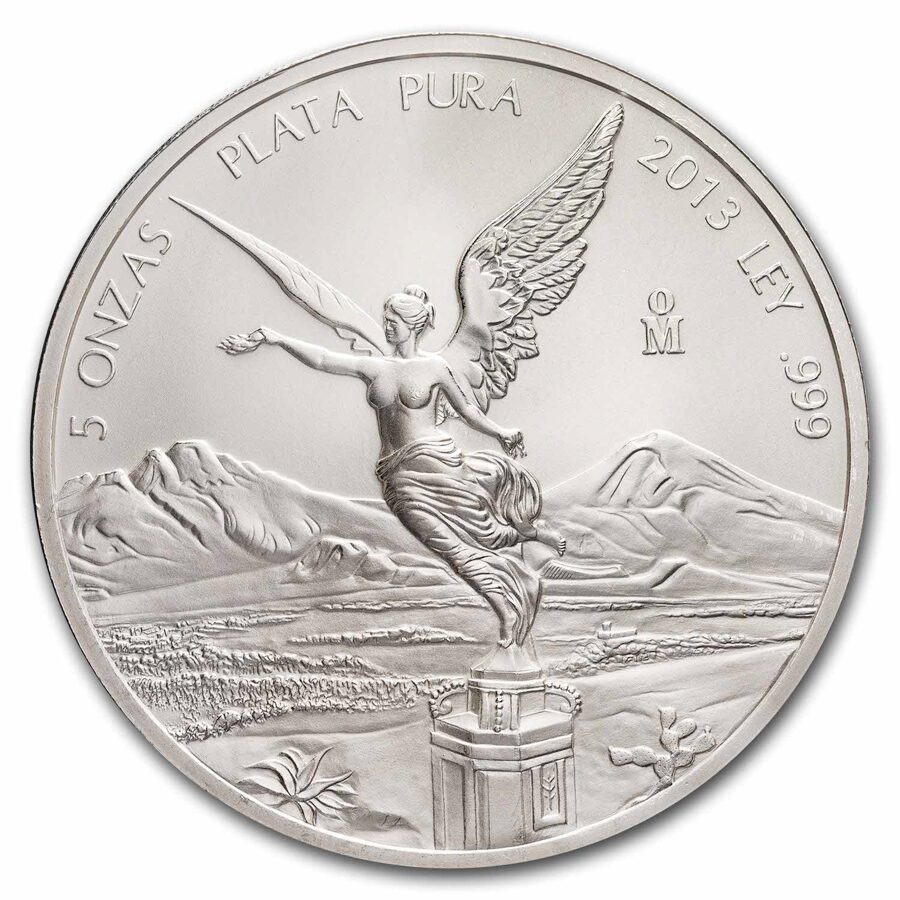 2013 Mexico 5 oz Silver Libertad BU (Abrasions)
