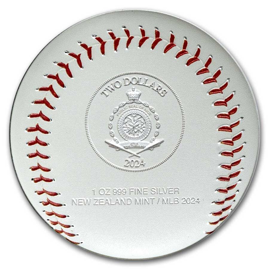 2024 Niue 1 oz Silver $2 MLB Logo on Baseball
