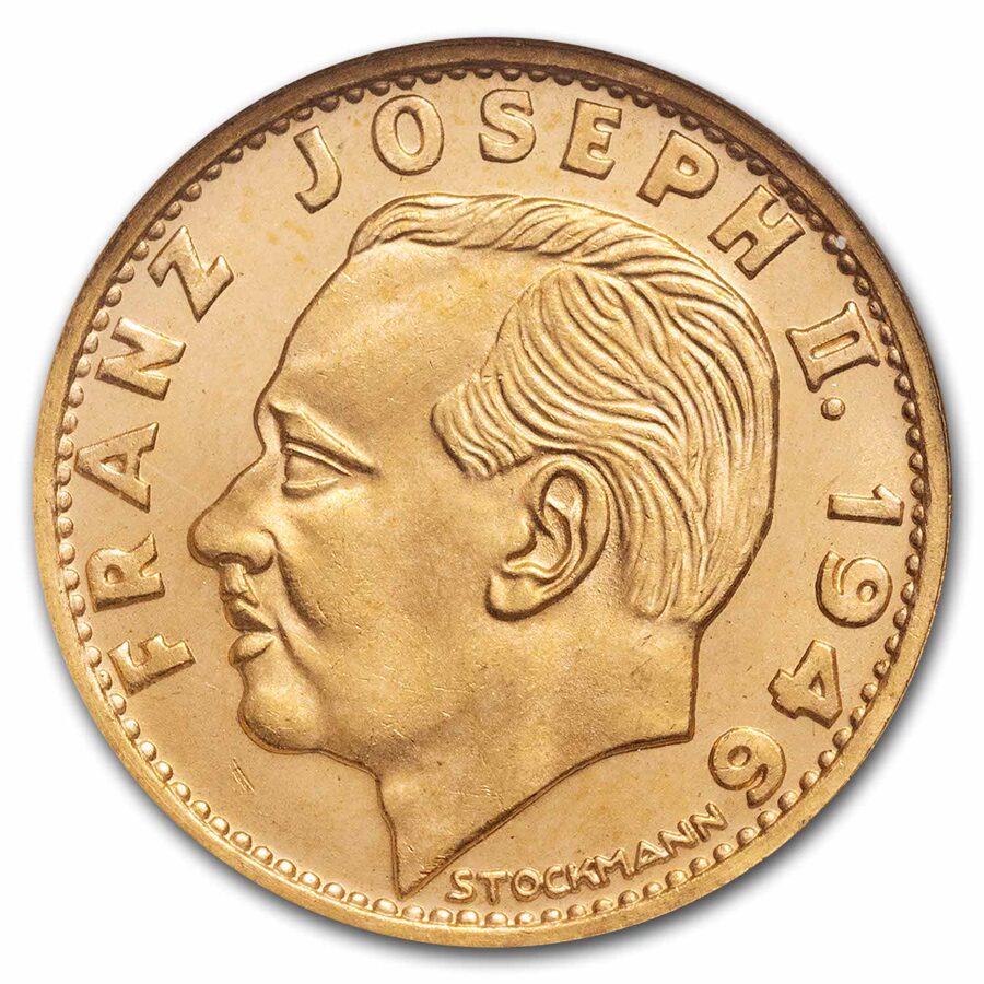 1946-B Liechtenstein Gold 20 Franken MS-65 NGC