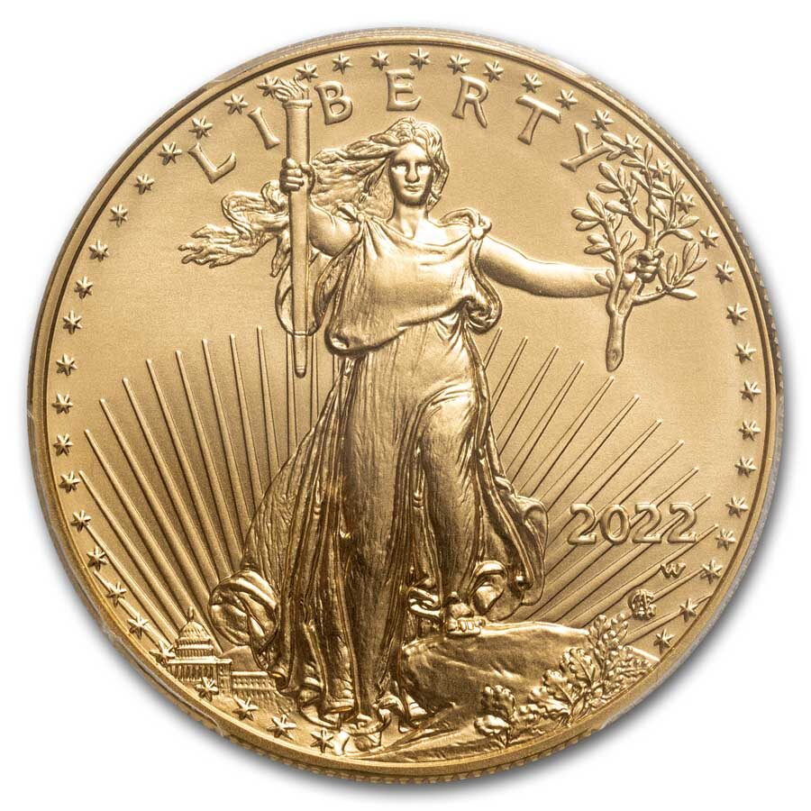 2022-W 1 oz Burnished Gold Eagle MS-70 PCGS
