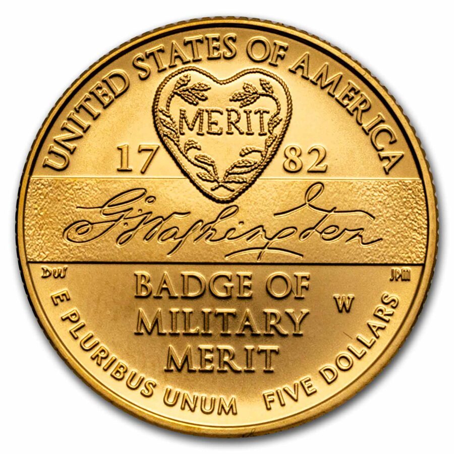 2022-W Gold $5 Commem Purple Heart BU (w/Box & CoA)