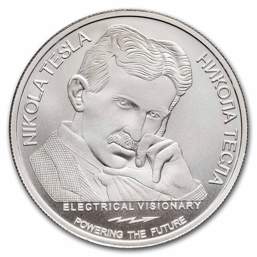 2024 Serbia 1 oz Silver 100 Dinar Tesla: Hydroelectric Power