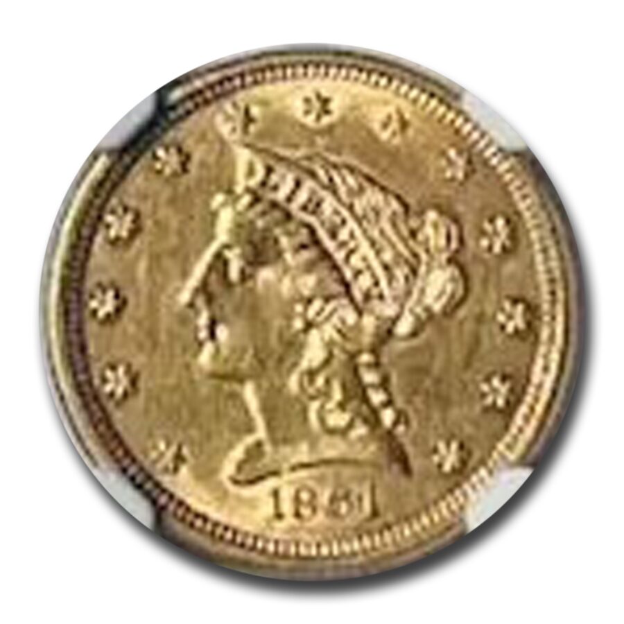 1861 $2.50 Liberty Gold Quarter Eagle Type 2 AU-58 NGC