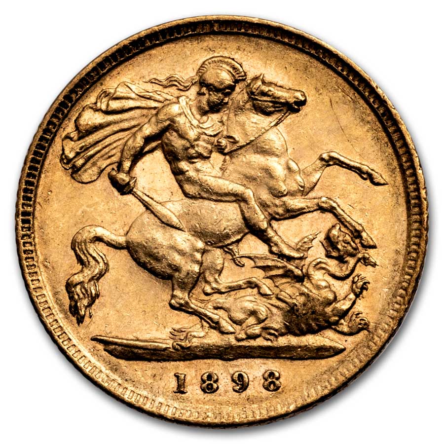 1898 Great Britain Gold Half-Sovereign Victoria Veil AU