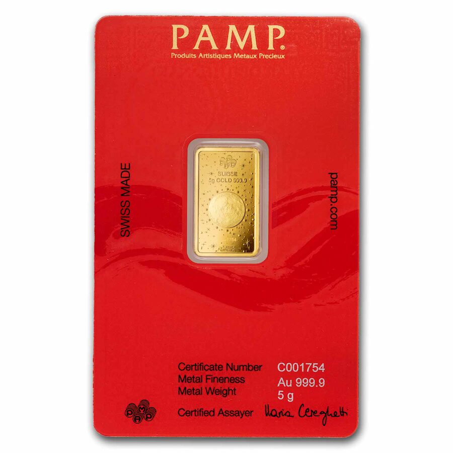 2025 5 gram Gold Bar - PAMP Lunar Legends White Snake (In Assay)
