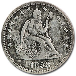 1858 Liberty Seated Quarter Fine