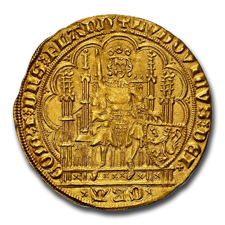 (1346-84) Belgium Gold Chaise d'Or Louis II MS-65 NGC