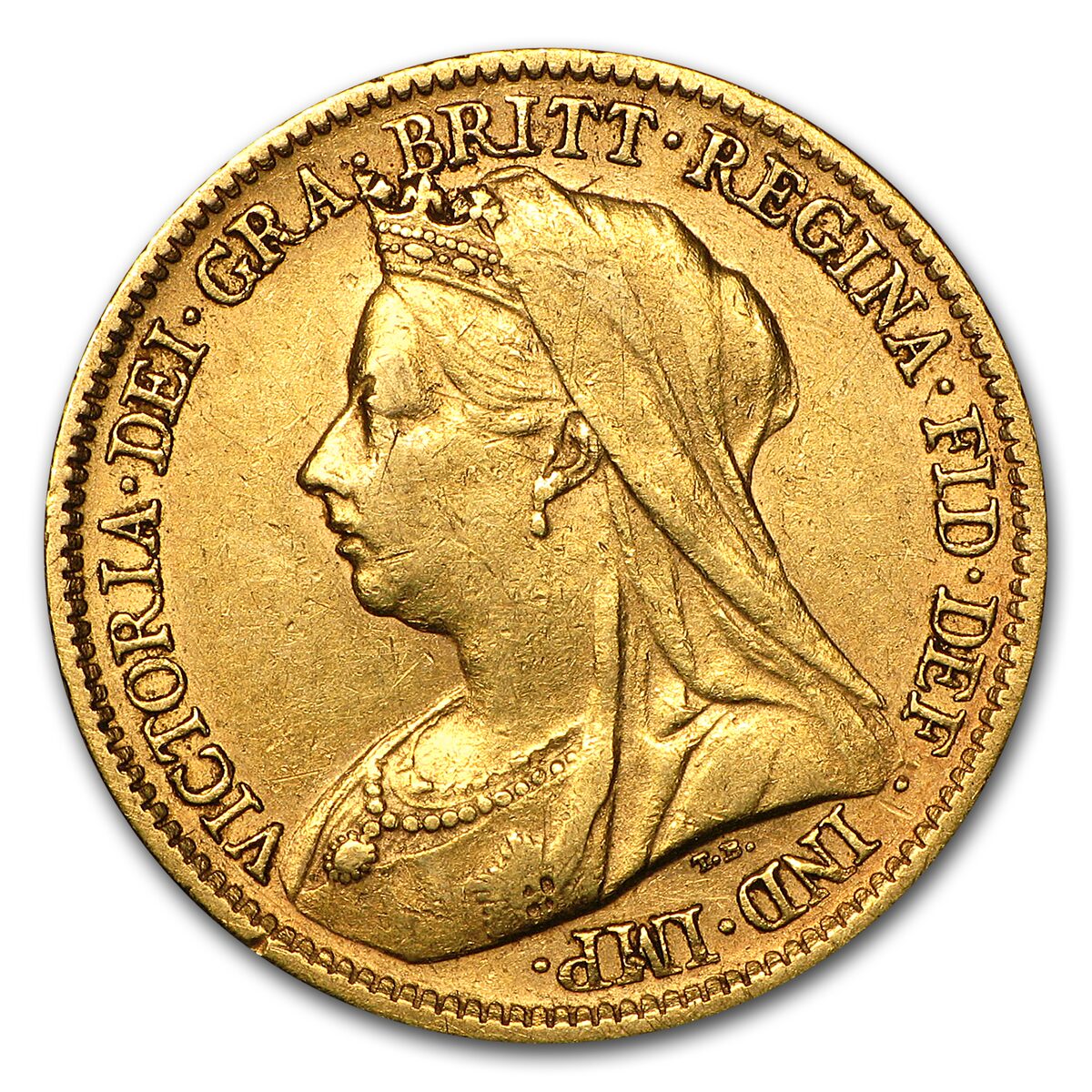 1893-1901 Great Britain Gold Half Sov Victoria Veil Head Avg Circ