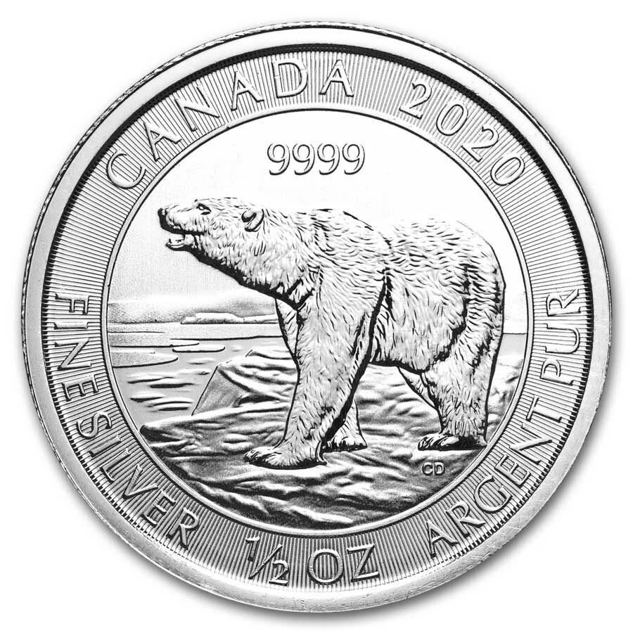 2020 Canada 1/2 oz Silver Polar Bear BU