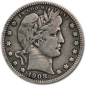 1908 Barber Quarter Fine