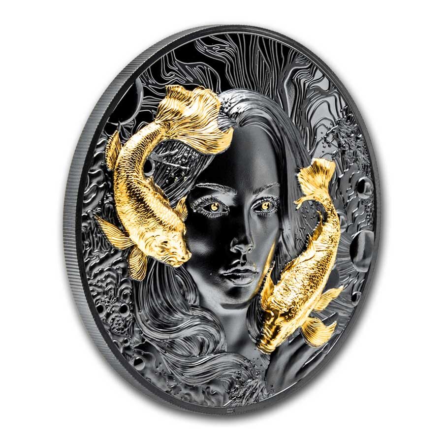 2024 Palau 2 oz Silver Black Proof Goddess of Water (Box & COA)