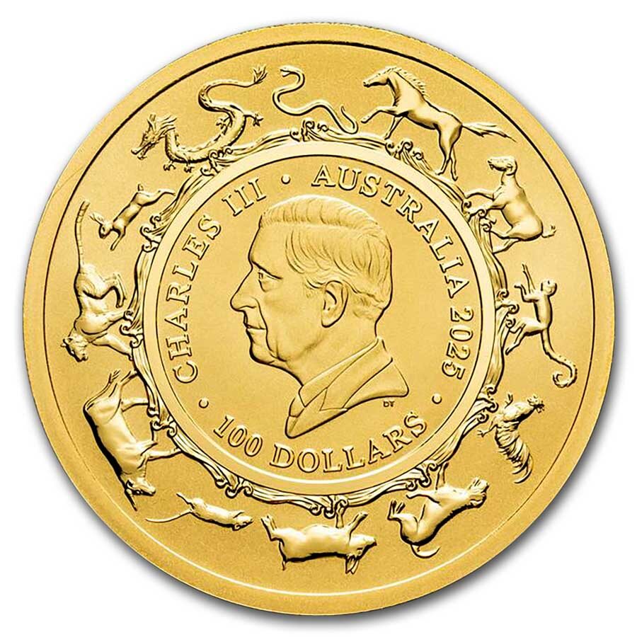 2025 Australia 1 oz Gold Lunar Year of the Snake BU