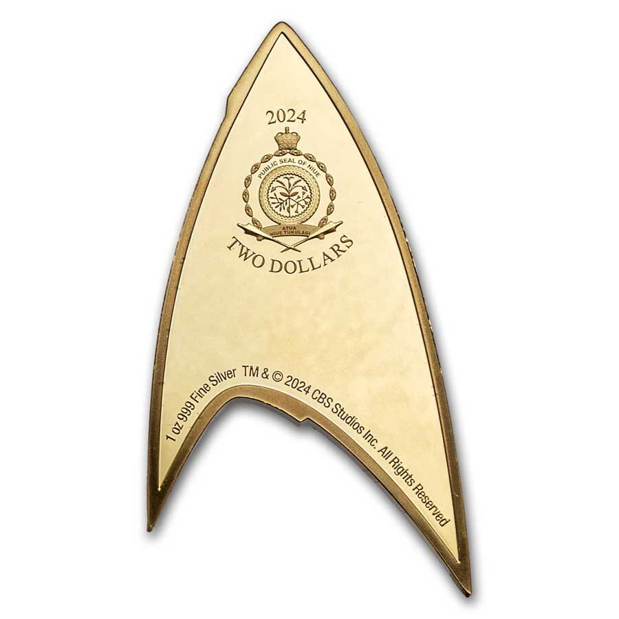 2024 Niue 1 oz Silver $2 Star Trek Starfleet Command Insignia