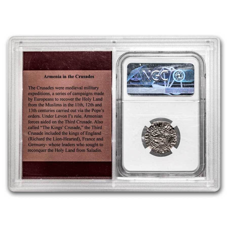 Armenia Silver Tram Levon I (1198-1219 AD) XF NGC (Vault)