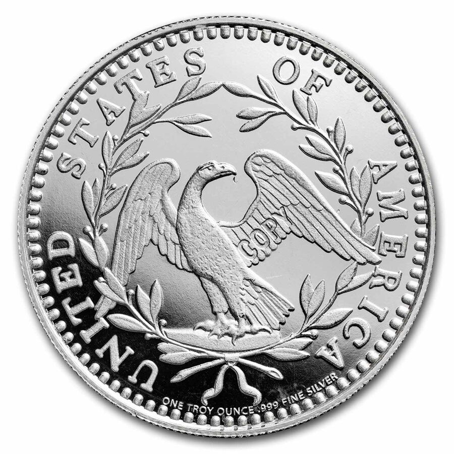 1 oz Silver Round - Flowing Hair Dollar Design