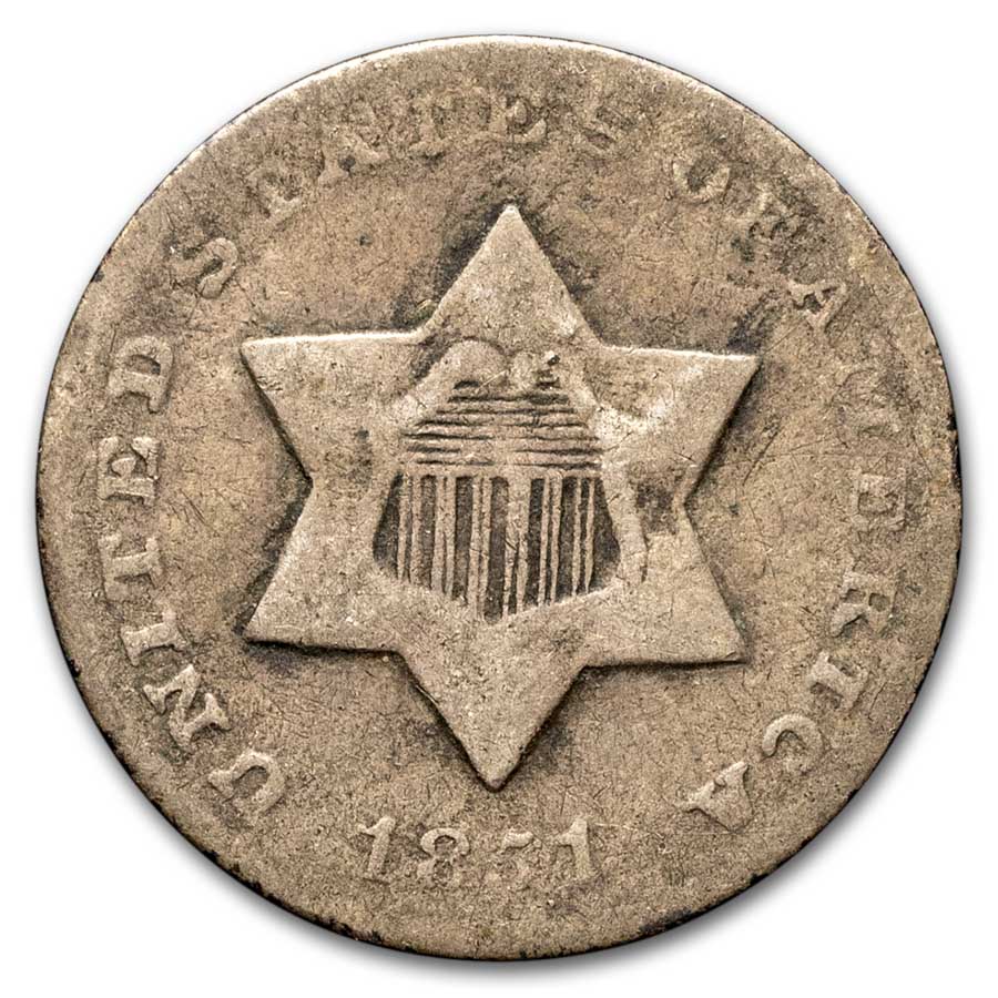 1851-O Three Cent Silver Good