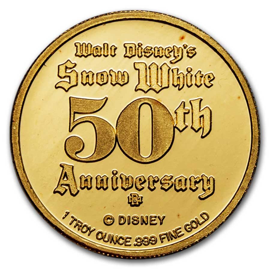 1 oz Gold Round - Snow White 50th Anniv (Snow White, w/Box & COA)