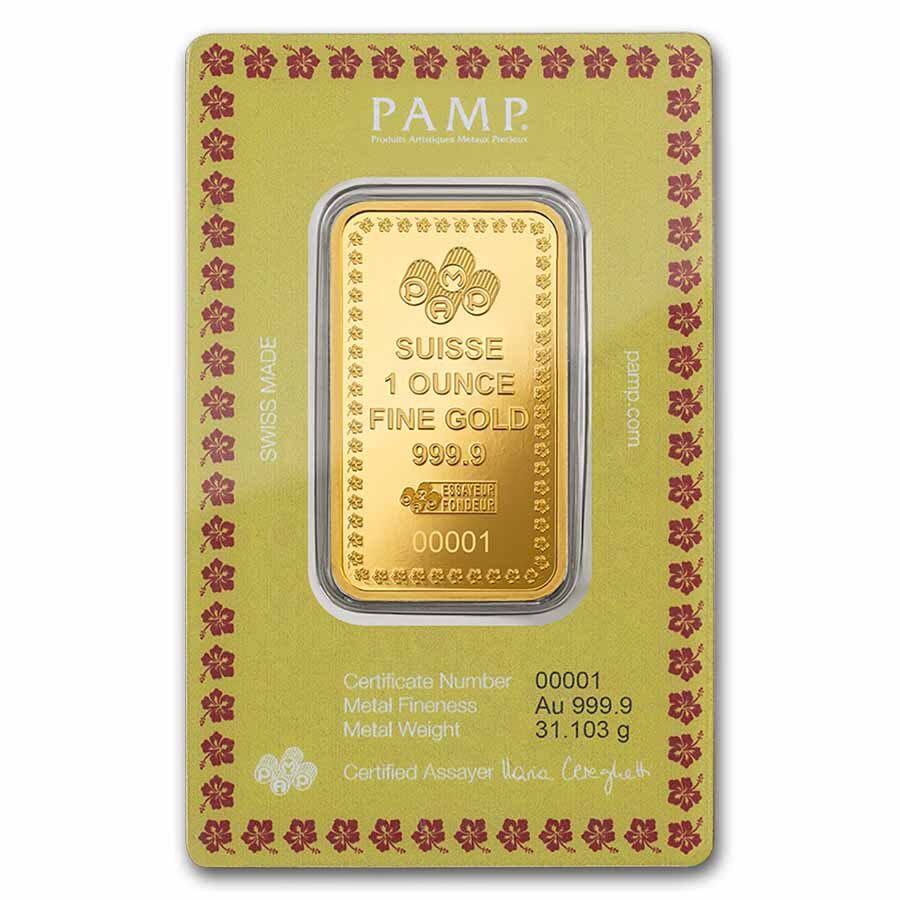 2024 1 oz Gold Bar - PAMP PAMP Suisse Diwali Lakshmi & Peacocks