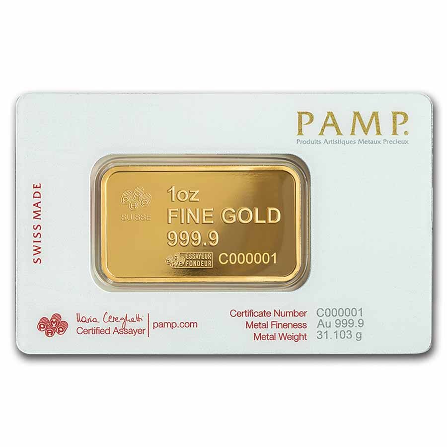 1 oz Gold Bar - PAMP America the Free Statue of Liberty (Assay)