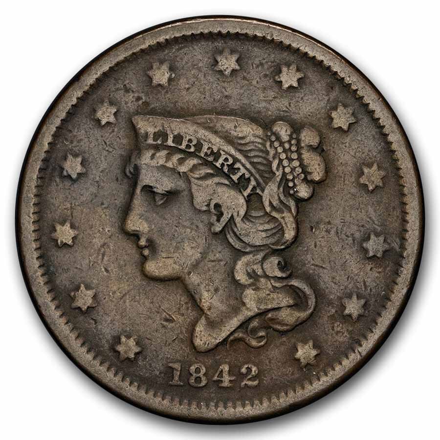 1842 Large Cent Sm Date Fine