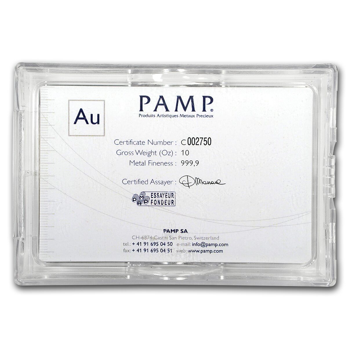 10 oz Gold Bar - PAMP Suisse Lady Fortuna (Vintage, w/Assay)