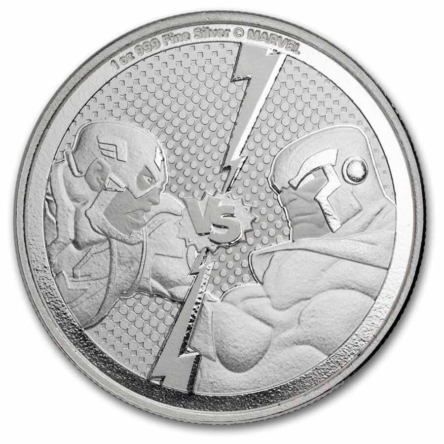 2025 1 oz Ag $2 Captain America vs Thanos (MD® Premier + PCGS FS)