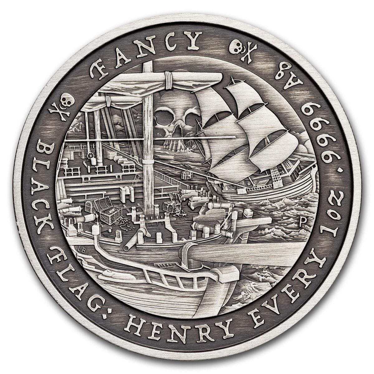 2023 Tuvalu 1 oz Silver Black Flag Antiqued Fancy MS-70 PCGS