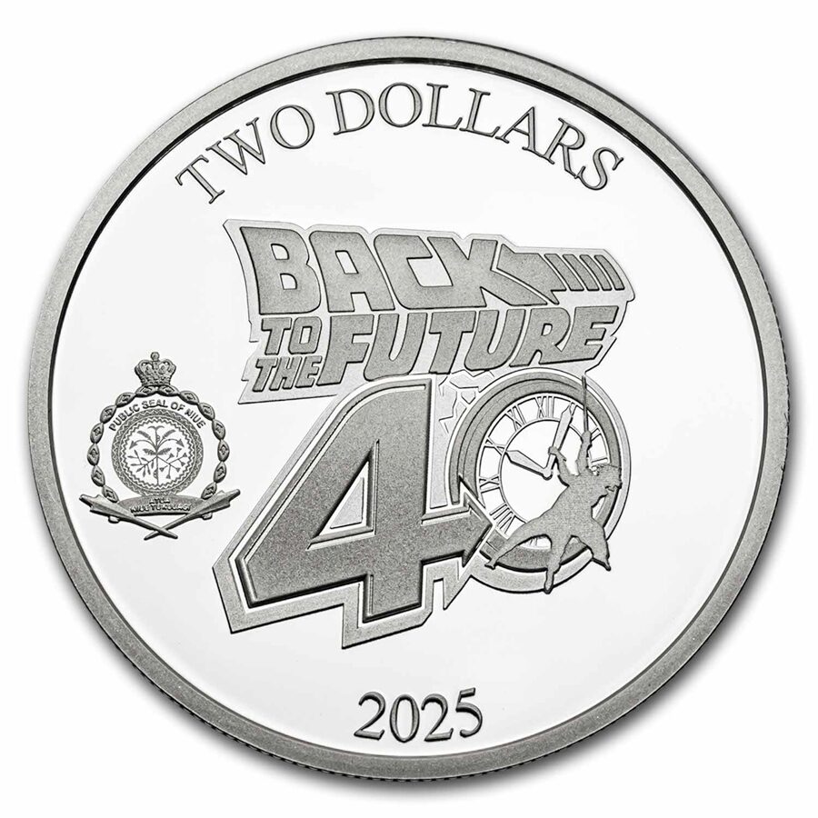 2025 Niue 1 oz Silver $2 Back to the Future 40 Anniversary Proof