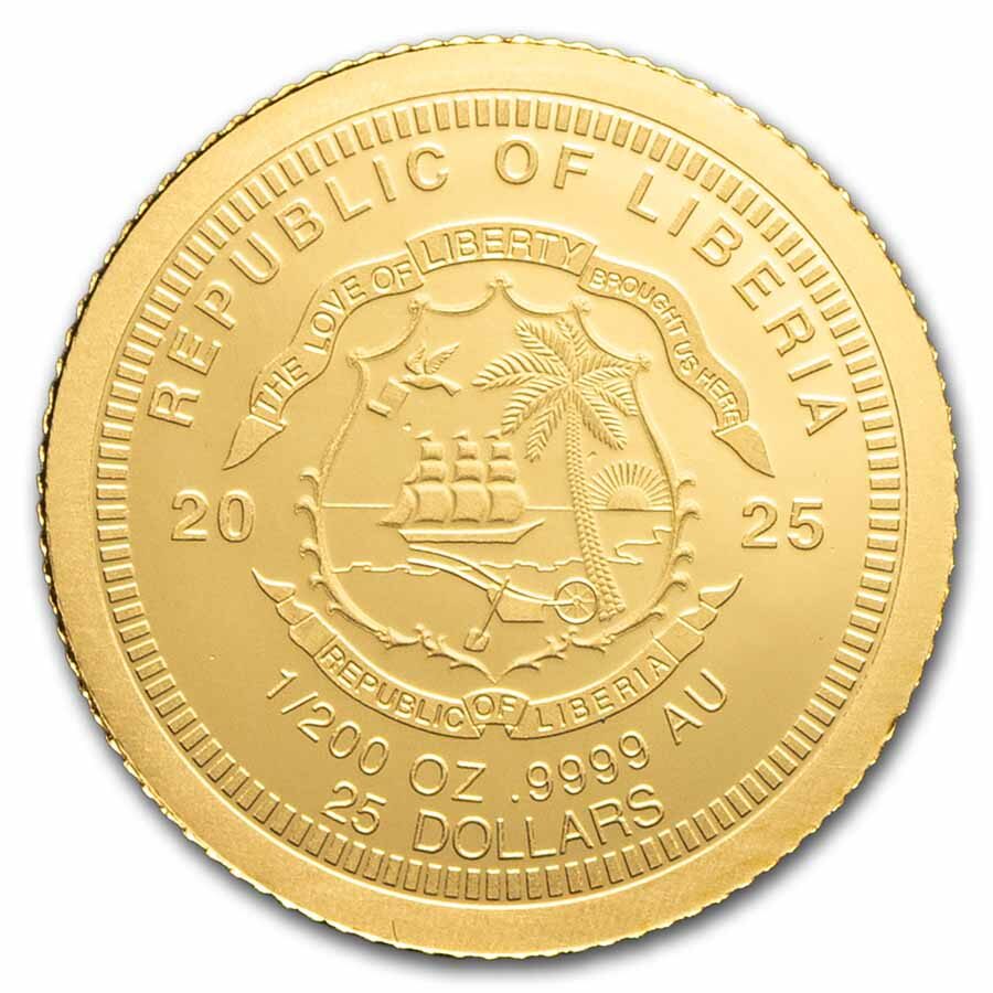 2025 Liberia 1/200 oz Gold Proof Guardian Angel