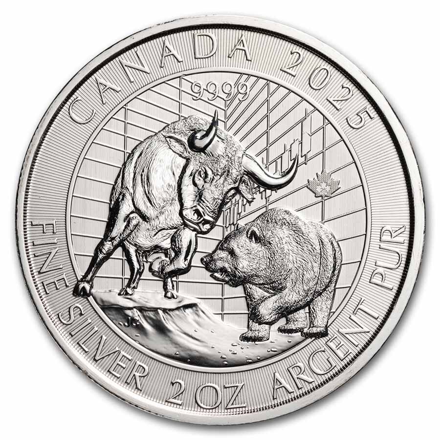 2025 RCM 2 oz Silver Bull and Bear BU