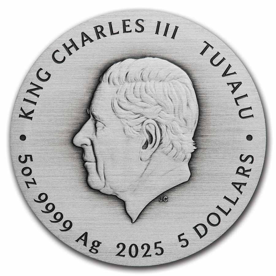 2025 Tuvalu 5 oz Silver Colorized Unicorn Antiqued HR (Box, COA)