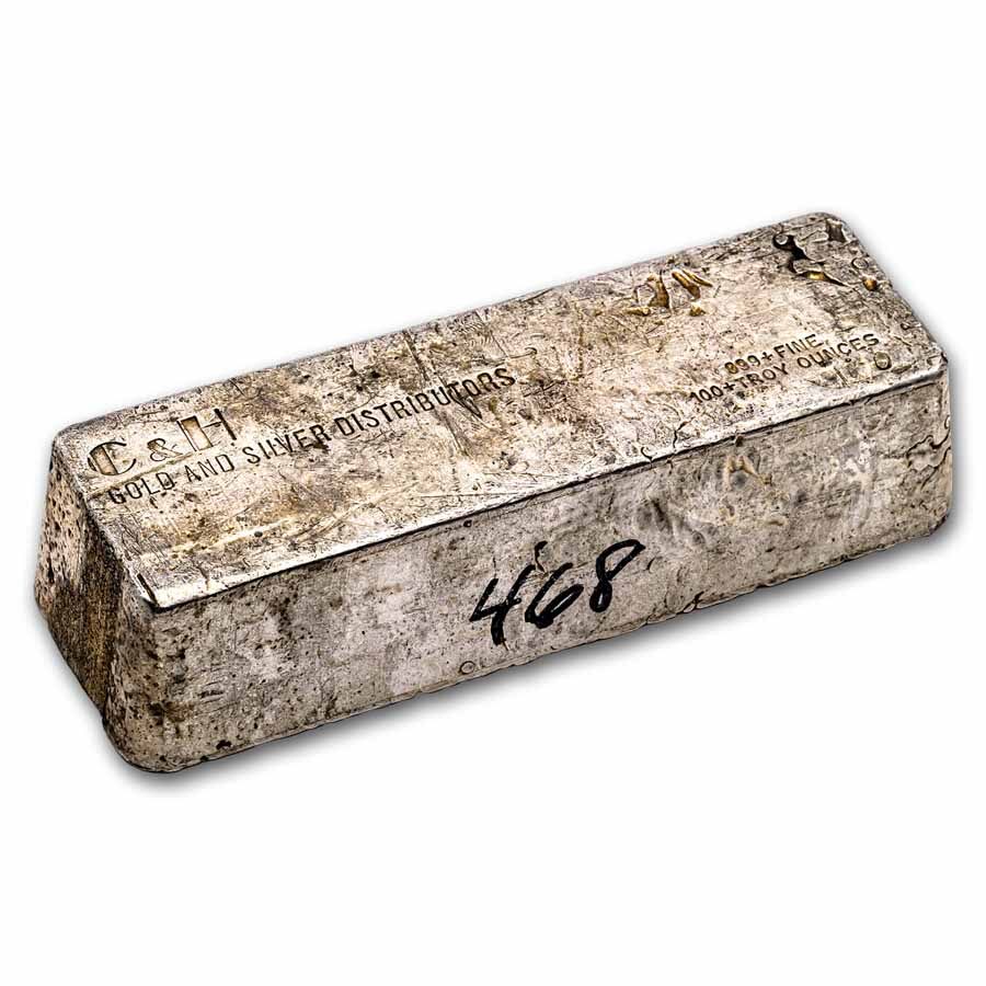101.27 oz Silver Bar - C & H Gold and Silver Distributors