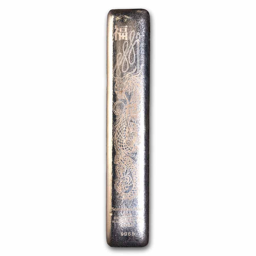 8.88 oz Ag Bar -Scottsdale Mint Dragon Cast Bar (Random Scruffy)
