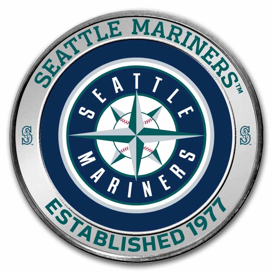 MLB Seattle Mariners 1 oz Silver Colorized Round (w/ Box)