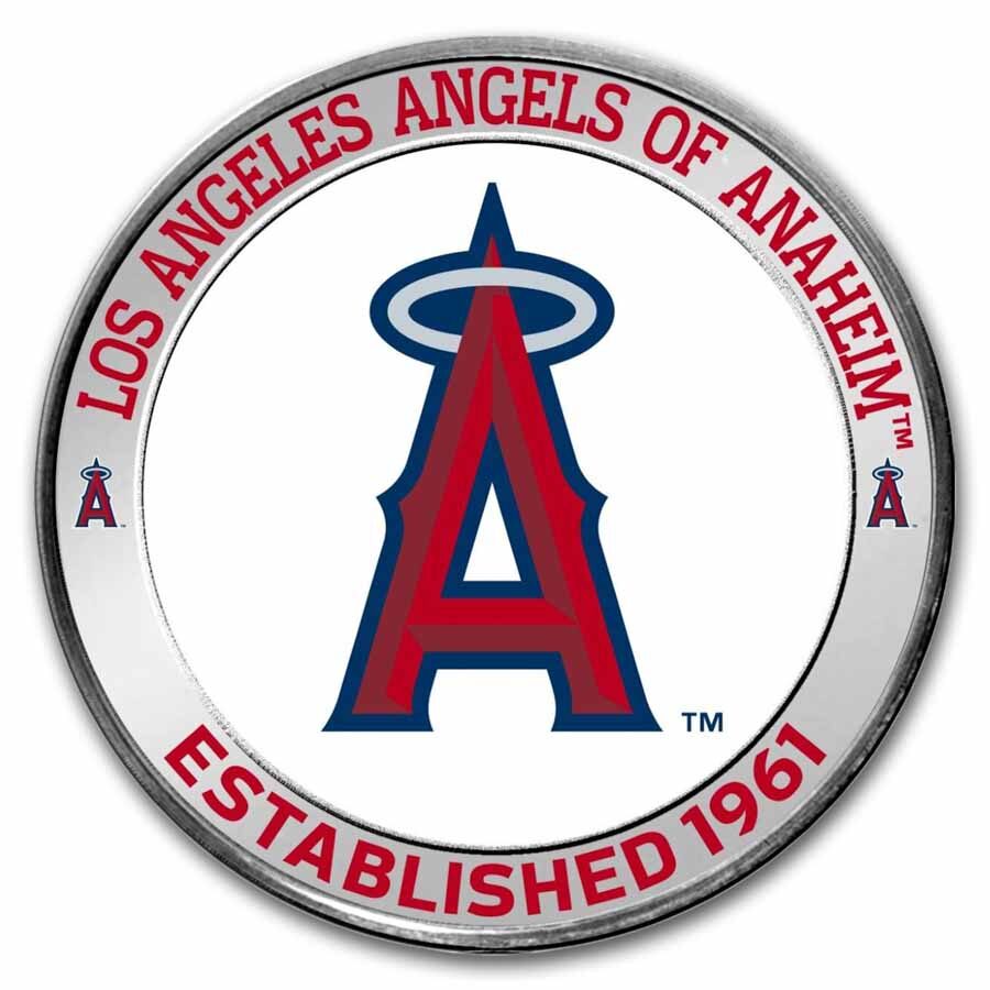 MLB Los Angeles Angels 1 oz Silver Colorized Round (w/ Box)
