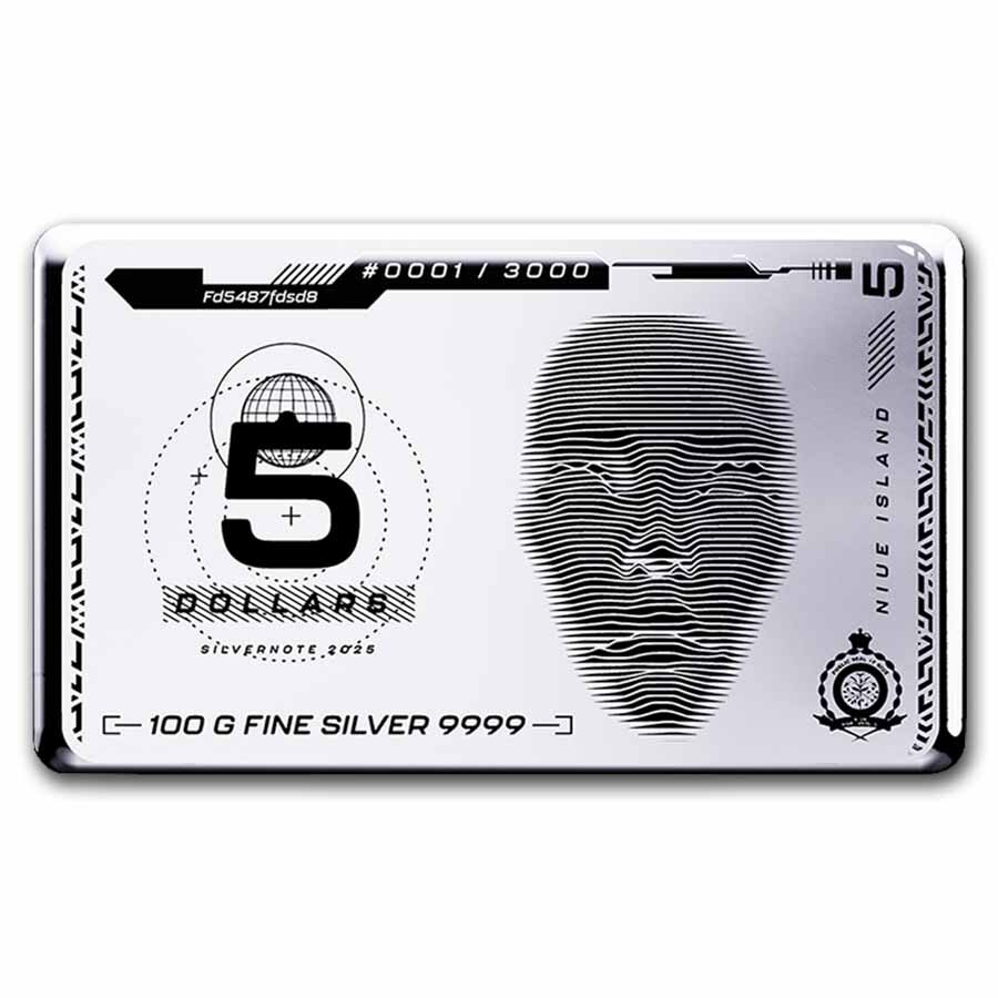 100 gram Silver Coin Bar - 2025 Niue Silver Note (Pressburg)