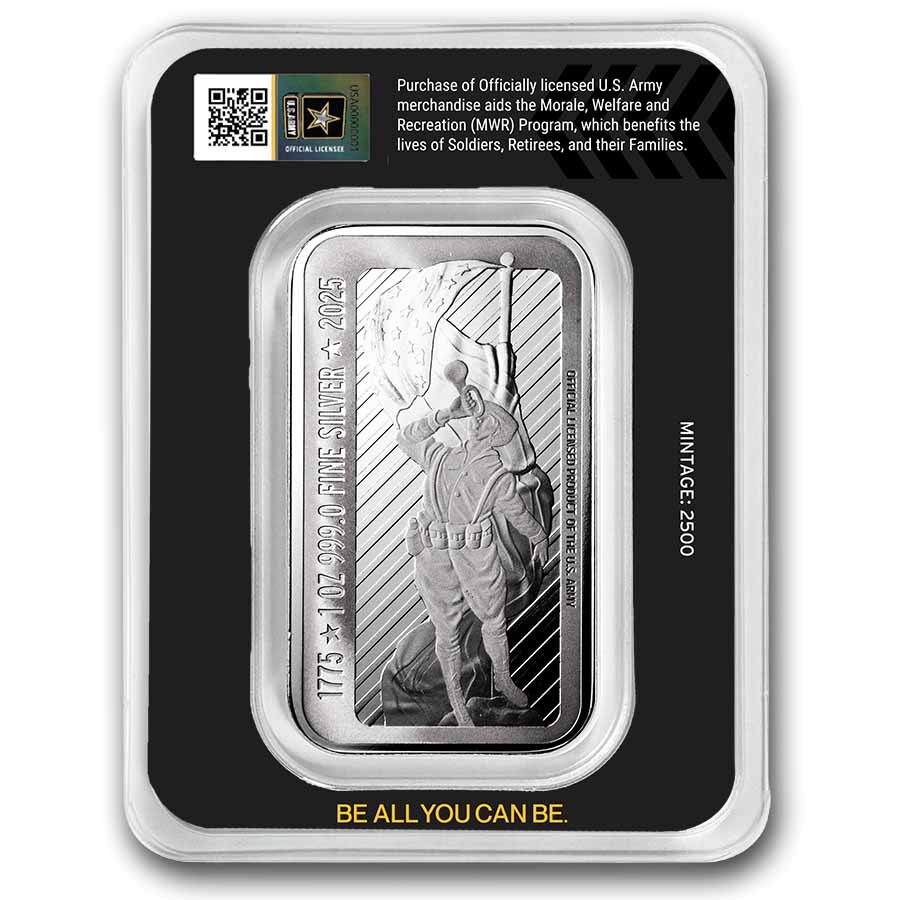 1 oz Silver Colorized Bar - U.S. Army 250th Anniversary (TEP)