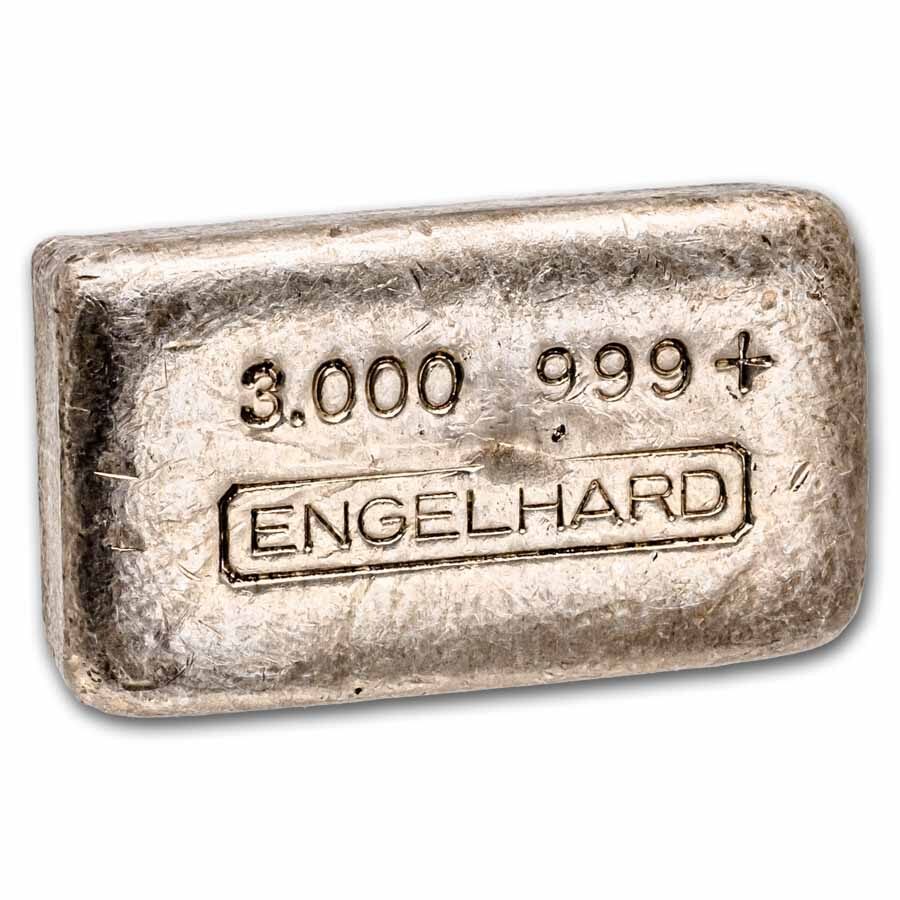 3 oz Silver Bar - Engelhard (Vintage, Serial Absent)