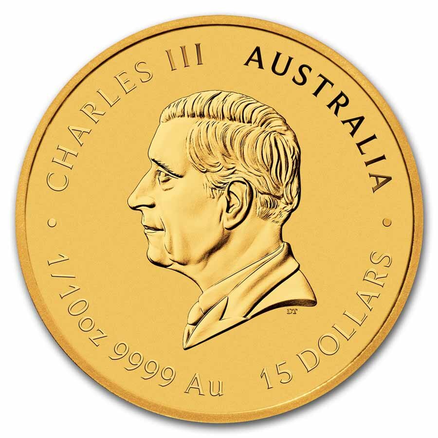 2025 Australia 1/10 oz Colorized Gold Lunar Blue Snake BU