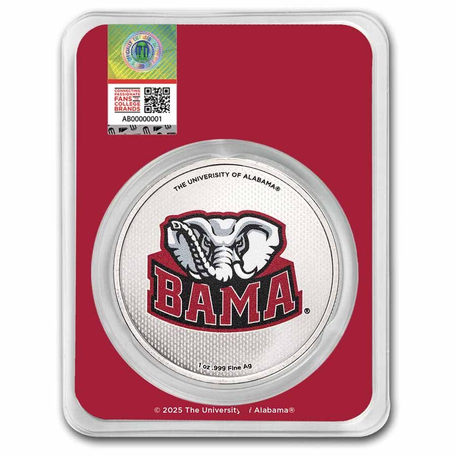 University of Alabama 1 oz Silver Colorized Round (in TEP)