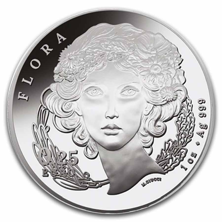 2025 Italy 1 oz Silver Flora & Fauna - The Daisy MS-69 NGC (ER)