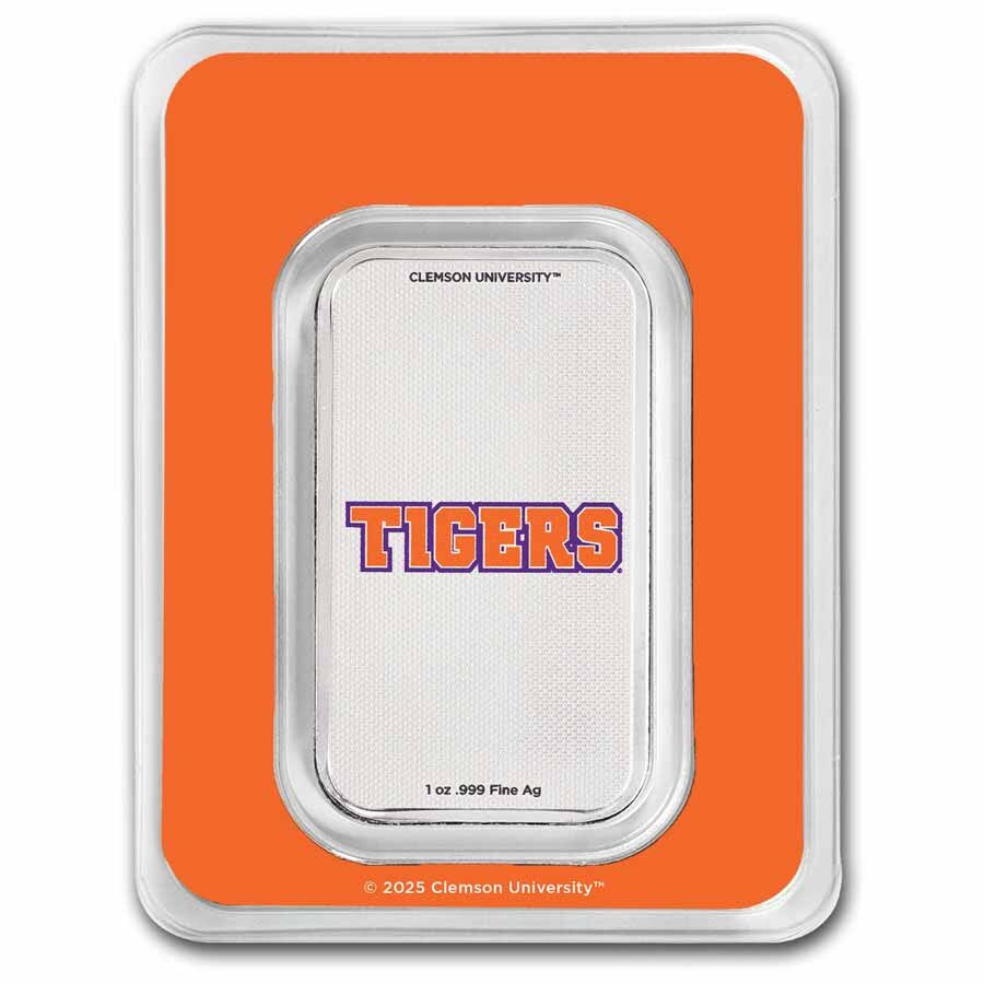 Clemson University 1 oz Silver Colorized Bar (in TEP)