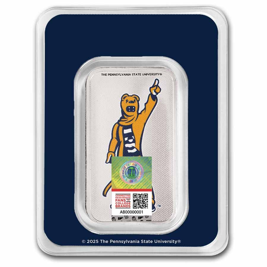 Pennsylvania State University 1 oz Silver Colorized Bar (in TEP)