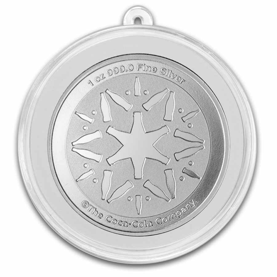 Coca-Cola® 1 oz Silver Holiday Round in Ornament Capsule