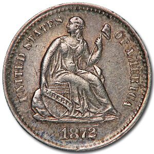 1872-S Liberty Seated Half Dime Below Bow AU