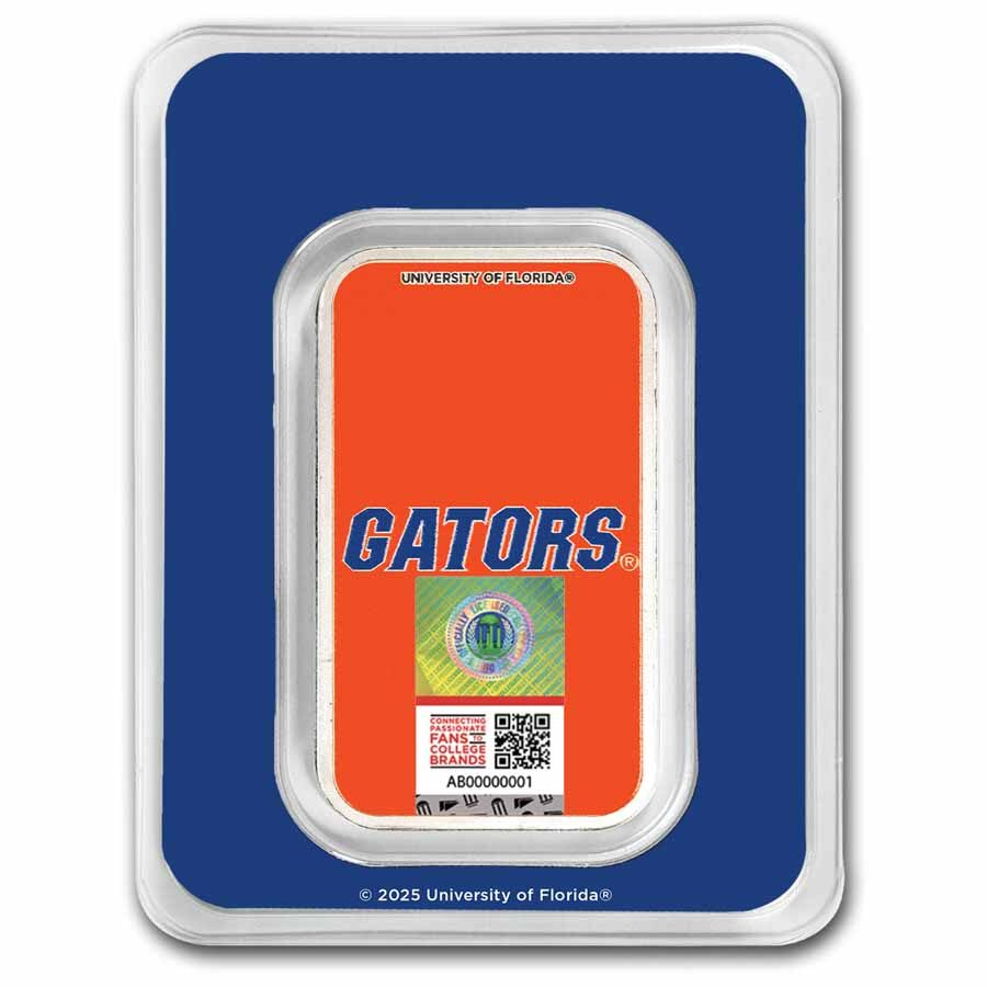 University of Florida 1 oz Silver Colorized Bar (in TEP)