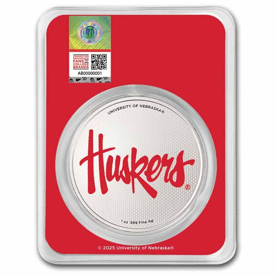 University of Nebraska 1 oz Silver Colorized Round (in TEP)