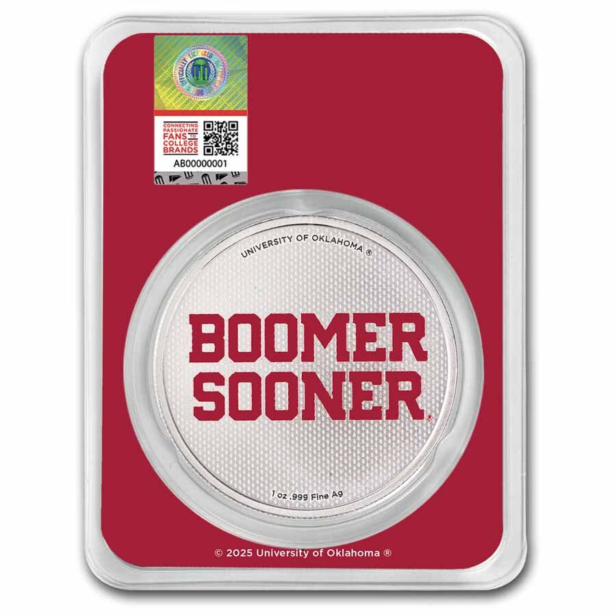 University of Oklahoma 1 oz Silver Colorized Round (in TEP)