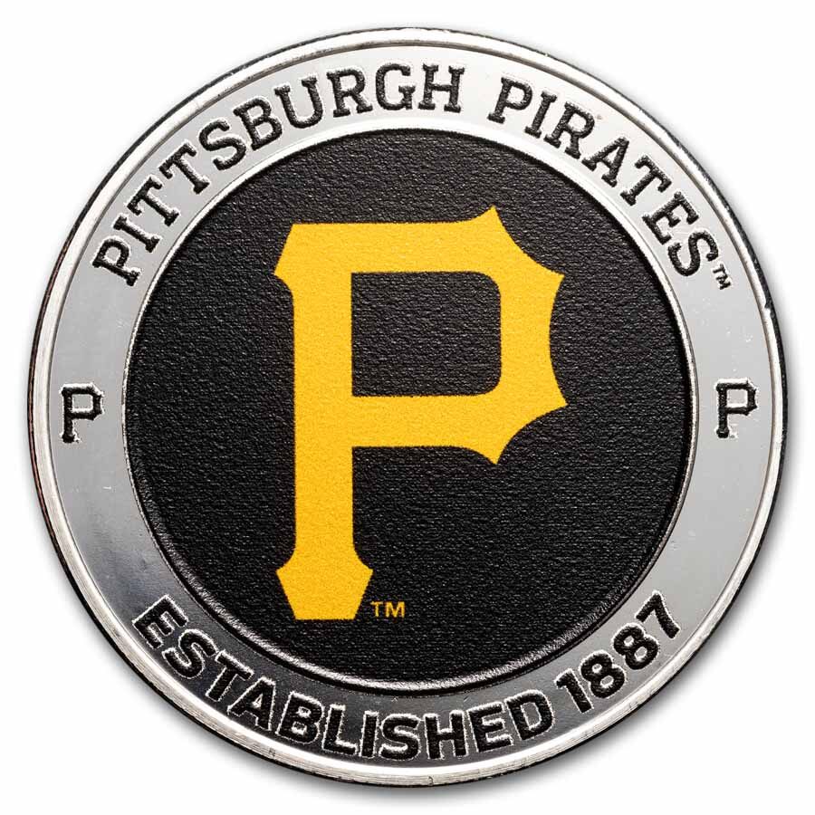 MLB Pittsburgh Pirates 1 oz Silver Colorized Round (w/ Box)