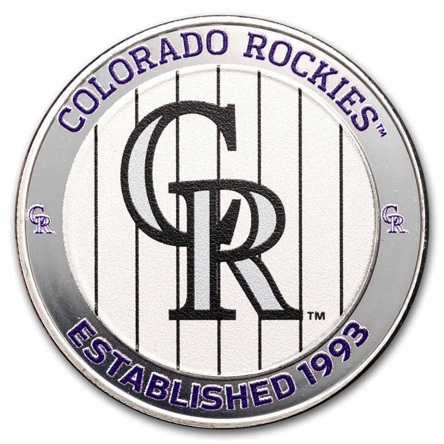 MLB Colorado Rockies 1 oz Silver Colorized Round (w/ Box)